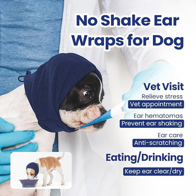 Nanaki Soft Dog Calming Hoodie Anxiety Relief Dog Ear Muffs Noise Protection Doggy Head Wrap Hematoma Fireworks Doggy Ear Cover for Bath Blow Drying Pet Head Cover Noise Cancelling Sleep Help Headband