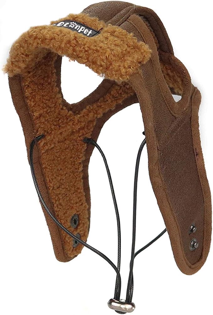 Leconpet Dog Aviator Hat, Dog Winter Pilot Hat with Ear Flaps for Cold Weather (S, Coffee)