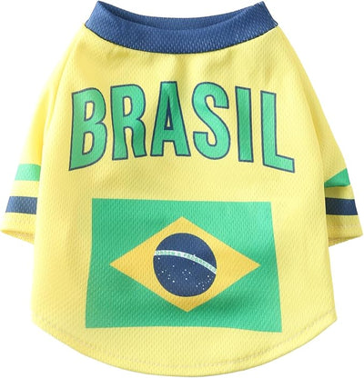 Pet Dog Jersey, Summer Cooling Mesh Fabric, Soccer Sportswear, Lightweight Football Casual Clothes for Small Dogs, Yellow, Large