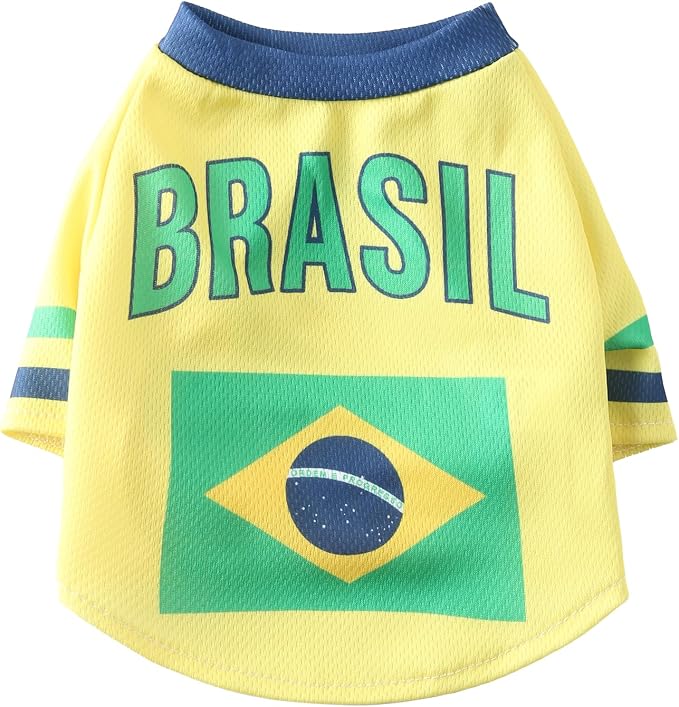 Pet Dog Jersey, Summer Cooling Mesh Fabric, Soccer Sportswear, Lightweight Football Casual Clothes for Small Dogs, Yellow, X-Large
