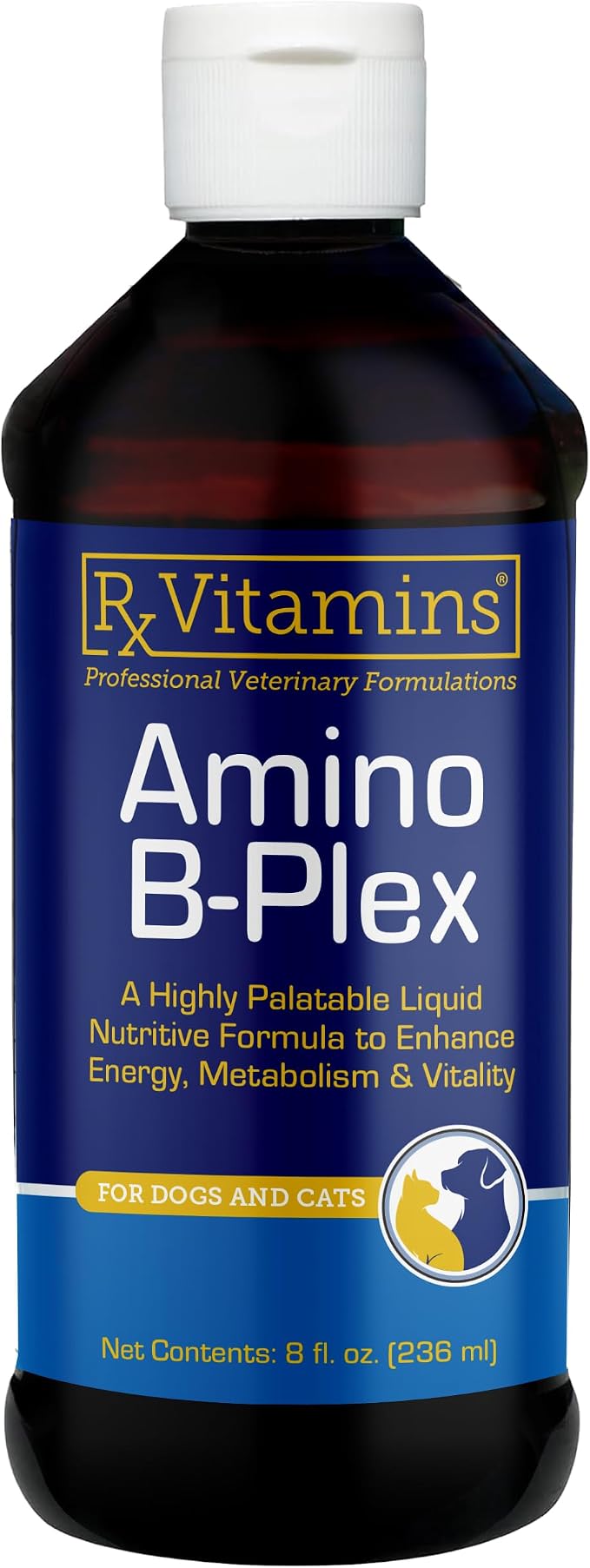 Amino B-Plex Cat & Dog Supplement - Vitamin B Complex Liquid Plus Amino Acids for Dogs & Cats - Appetite Booster and Cat & Dog Weight Gainer - Supplements & Vitamins - 8 oz