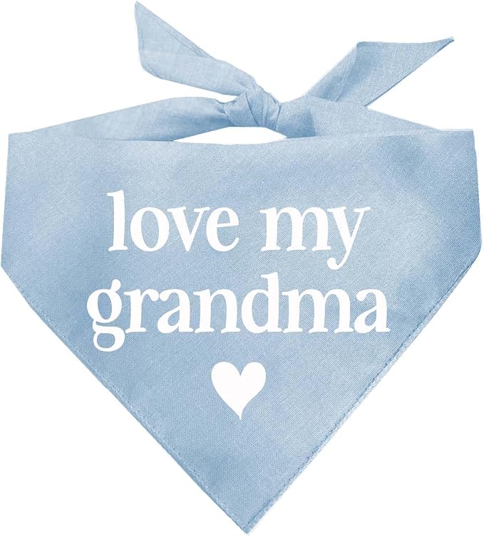 Love My Grandma Mother's Day, Valentine's Day Dog Bandana (Baby Blue, OS 399)