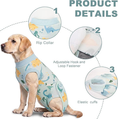 Recovery Suit for Dogs Cats, Dog Surgery Suit for Female Spay Male Neuter | Anti-Licking Dog Cone Alternative Onesie, Dog Surgical Recovery Suit After Abdominal Wounds, Green, Large