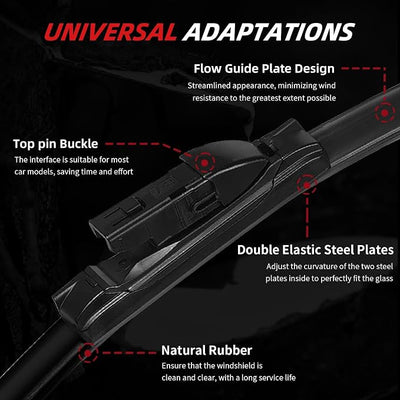 OTUAYAUTO Windshield Wiper Blades Replacement for Subaru Impreza 2017-2023 Crosstrek 2018-2023, All-Extreme Weather Performance Quiet No Trace, Front and Rear Wipers Top Lock 26"+16"+12" (Pack of 3)