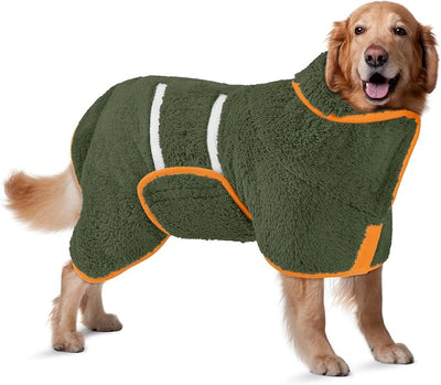 Bienbee Dog Bathrobe, Quick Drying Super Absorbent Pet Robes for Small Medium Large Dogs, Drying Coat for After Bath & Swim, Warm & Cozy Dogs Towels, Dog Puppy Bath Supplies, Dark Green XL