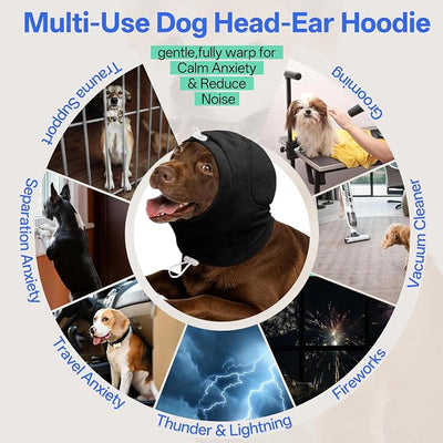 MIGOHI XL Dog Ear Muffs Hematoma with Soft Pad - No Shake Ear Wrap for Dogs, Ear Protection for Dogs Noise Anxiety,Adjustable Dog Head Cover for Separation,Vet Visit,XL,Black