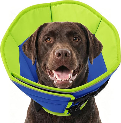 AOFITEE Dog Cone Collar, Adjustable Dog Cones Alternative for Large Dogs After Surgery with Buckle, Pet Cone for Dogs to Stop Licking, Neuter Elizabethan Cones for Wound Healing(Bluegreen,X-Large)