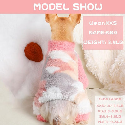 Sebaoyu Turtleneck Dog Pajamas for Small Dogs, Fleece Sweater Winter Cute Tiny Clothes Outfit, Puppy Pet Jumpsuits Chihuahua Yorkie Cat Clothing (Camouflage Pink, Small)