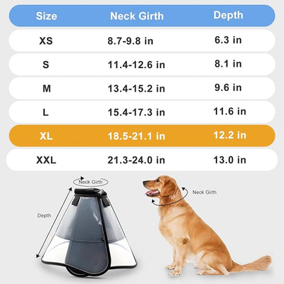 WinWeal Upgraded Soft Dog Cone Collar for Large Medium Dogs After Surgery – Adjustable Transparent Recovery Collar, Breathable Elizabethan E-Collar for Wound Healing & Anti-Licking (XL, Black)