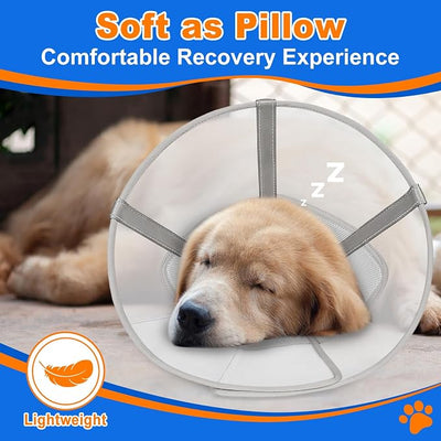 Breathable Mesh Dog Cone Collar for Surgery, Soft Elizabethan Recovery Alternative to Stop Licking,Pet Neck Collar for Large Medium Small Breeds, M