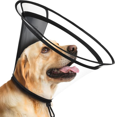 BONTHEE Clear Dog Cone Collar–Extra-Long Recovery E-Collar for Dogs, Transparent Adjustable Dog Cones Alternative for Small Large Medium Size Dogs,Protective Neck Brace with Soft Edges-XXXL