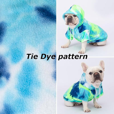 Dog Hoodie Tie Dye Dog Sweatshirt Chic Winter Clothes Ultra-Soft Warm Sweaters for Small Medium Dogs Fashion Pet Clothes for Dogs (Blue/Yellow/Green, M (Back: 12.99",Chest: 17.71", Neck: 14.96"))