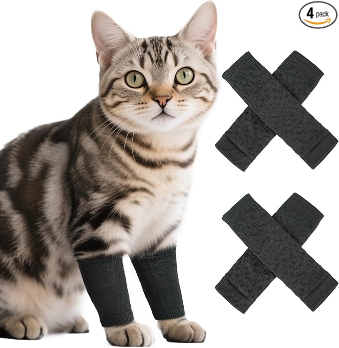 4 PCS Cat Leg Sleeve, Cat Leg Wound Protector, Leg-Knee Joint Protectors, Stop Licking A Wound On-Leg