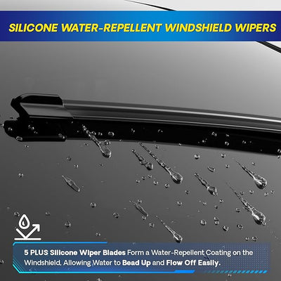 5 PLUS® Silicone Windshield Wipers Replacement for 2011-2015 KIA Sorento 2010-2019 KIA Soul Wiper Blades(Set of 3),Automotive Replacement Windshield Wiper Blades-24"/20"/11"
