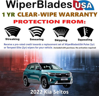 Wiper Blades for 2022 Kia Seltos Wipers w/1yr Warranty (Set of 3) w/Rear Wiper