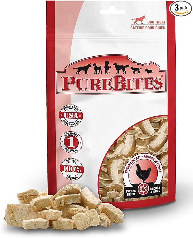 Chicken Breast Freeze Dried Dog Treats 3oz Bags. 3 Bags Total.