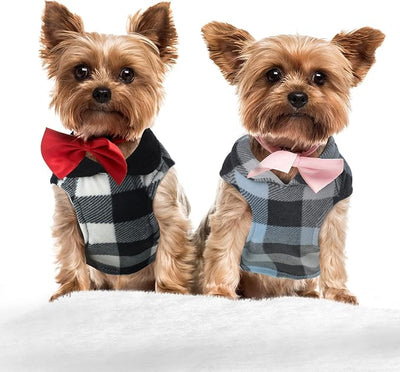 4 Pieces Winter Fabric Dog Sweater with Leash Ring Soft Fleece Vest Dog Clothes Plaid Camouflage Warm Puppy Jacket Pullover Clothes for Small Cat Puppy Chihuahua(M)