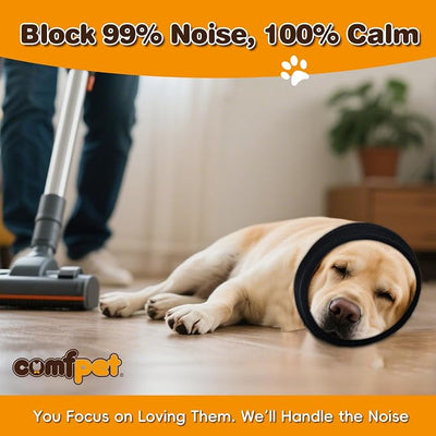 Ear Wraps for Dogs Cats, Dog Snood for Ear Hematoma, Pet Ear Muffs for Anxiety Relief Noise Canceling, Ear Cover The Grooming & Force Drying, Calming Dog Neck and Ear Warmer, Ear Care, Black-M