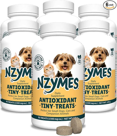 Nzymes® Antioxidant Tiny Treats - for Dogs Joints, HIPS, Paralysis, Skin, Coat, Hair Loss, Aging, Digestion, Seizures - Dog Treats for Small Dogs - 540 Treats - Made in The USA