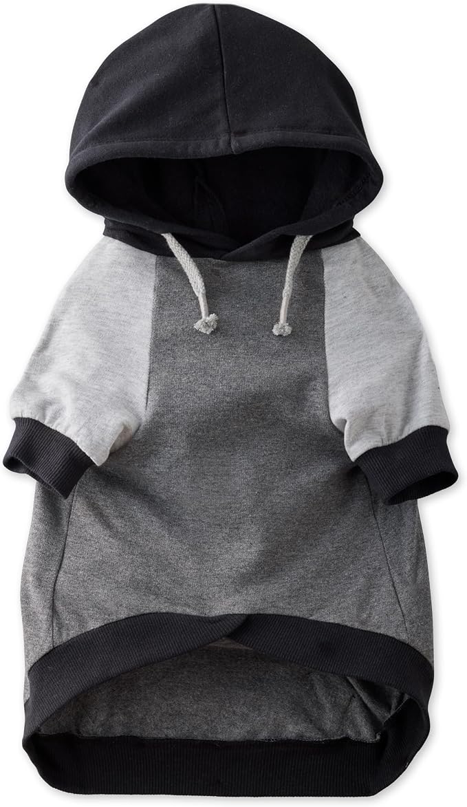 Pet Passion Rocky – The Original Lightweight Hooded Tee 100% Organic Cotton Dog Hoodie Pet Coat Sweater for All Sized Dogs, Original Black Color Block, Small (10-25 lbs)