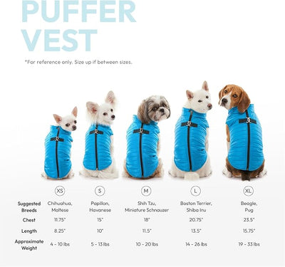 Gooby Puffer Vest - Grape, Large - Ultra Thin Zip Up Windbreaker with Dual D Ring Leash - Water Resistant Dog Sweater Coat for Small Dogs