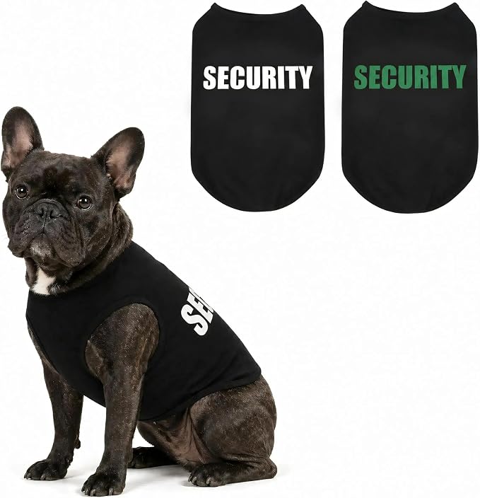 Upgraded Dog Security Shirt Vest for Puppy, Cat, and Dog, Cotton Technical Fabric with Fluorescent Printing, Large Medium Small (E3XL, Black)