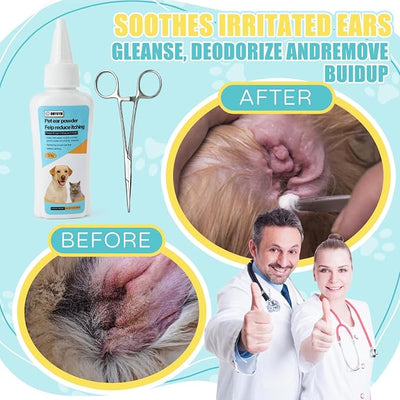 Dog Ear Powder for Hair Removal & Ear Plucking, Professional Ear Powder for Dogs Grooming, Helps Remove Excess Ear Hair Easily, Improves Grip for Safe Dog Ear Care and Maintenance