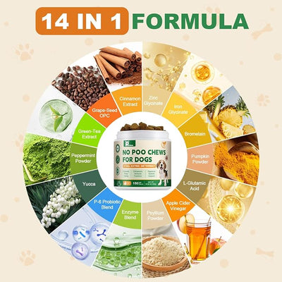 No Poop Eating Deterrent for Dogs, Stop Eating Poop for Dogs, No Poo Chews with Probiotics & Digestive Enzymes 150ct