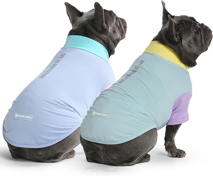 Spark Paws Sunblock Dog T-Shirt, SPF30 Protection, Lightweight Breathable Quick Dry for Dogs with Sensitive Skin - Breeze & Sorbet (Set of 2) - Size XL