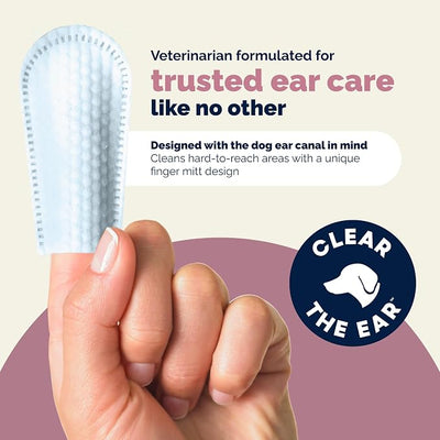 Vetnique Oticbliss Dog Ear Wipes, Cat & Dog Finger Mitt Ear Cleaner, Cleaning & Deodorizing Wipes for Dogs, Cats & Puppies, Remove Ear Wax, Dirt & Odor, Aloe for Itchy Ears (Fingermitt Wipes)