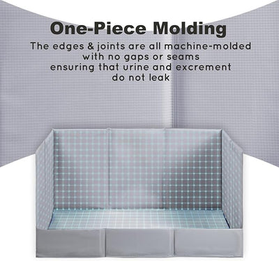 HQ4US 4LEGS Dog Litter Box, Pee Pad Holder Foldable, Indoor Dog Potty Tray for Puppy & Medium Dogs, High Walls, Seamless, No Assembly, Waterproof, Easy to Clean, No Spill,Portable for Travel