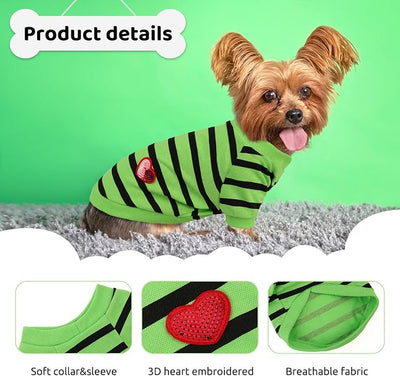 Dog Shirts for Small Dogs, Striped T-Shirts Dog Vest Pet Apparel Tee Shirts Spring Summer Suitable for Small and Medium Large Pets French Bulldog Bichon, Green S