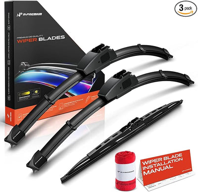 A-Premium 18"+18"+13" Windshield Wiper Blades with Wear Indicator & Towel | Compatible with Ford Explorer 1991-2001 Sport Utility, Front Rear Wipers Blade Set for Hook/Hook Arm Connector, Pack of 3