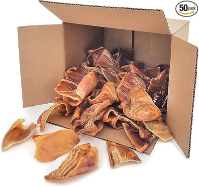Best Pet Supplies GigaBite Half-Cut Pig Ears for Dogs, 50 Pack - All-Natural Slow-Roasted Chews that Clean Teeth and Satisfy Aggressive Chewers