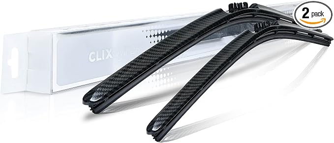 ClixWipers 18" + 16" (Set of 2) Black Carbon Fiber All Weather Premium Automotive Replacement Windshield Wiper Blades, Passenger and Driver Side Winter Wiper Blades for Various Car Models