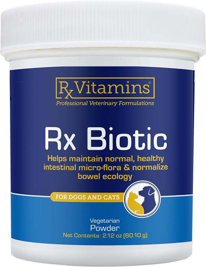 Rx Biotic - Probiotic Powder for Dogs and Cats - Cat Digestive Support & Probiotic for Dogs Gut Health - Dog Probiotics for Digestive Health - 2.12oz