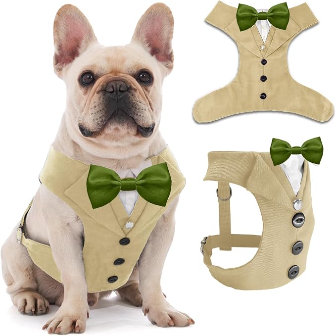 AVERYDAY Dog Tuxedo for Wedding Outfit, Dog Suit and Tie Costumes for Birthday, Halloween, Cosplay, Christmas Party, Pet Formal Wear with Bowtie, Tux for Medium Large Dogs, Bulldog, Labrador, Husky