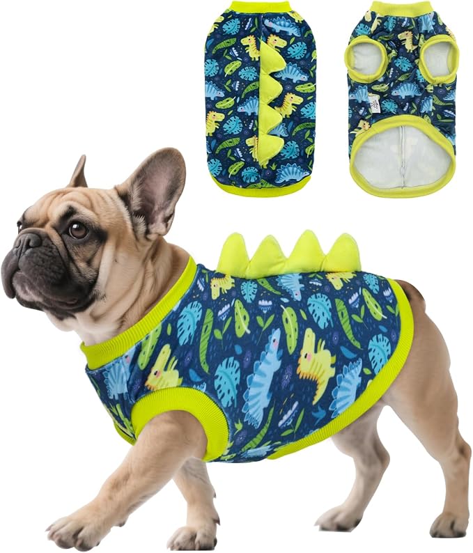 CuteBone Dinosaur Costume Dog Shirt, Stretchy Velvet T-Shirt Clothes for Small Dogs, Soft & Breathable Pet Tee Outfit Cat Apparel for Daily Wear, Cozy Pullover Design Puppy Fashion COSBX06M