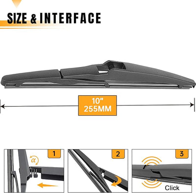 AUTOBOO 10 Inch Rear Wiper Blade Replacement for TOYOTA RAV4 2018 2017 2016 2015 2014 2013 Highlander 2023 2022-2020 Jeep Compass 2025-2019 2018 -Genuine OE Back Windshield Wiper Blade (Pack of 1)