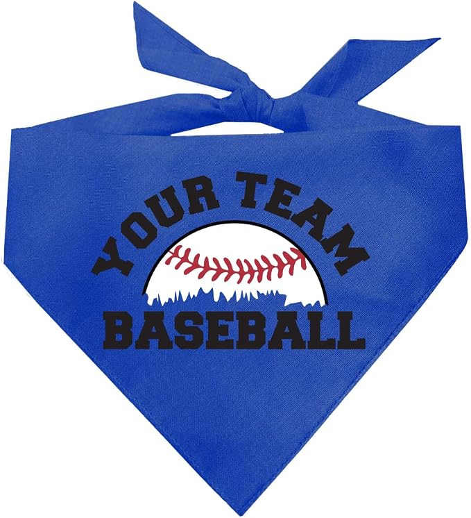 Custom Baseball Team Dog Bandana | 100% Cotton Adjustable Triangle | Made in USA | Personalized | Sports Fan | Game Day |Royal, One Size (1431)