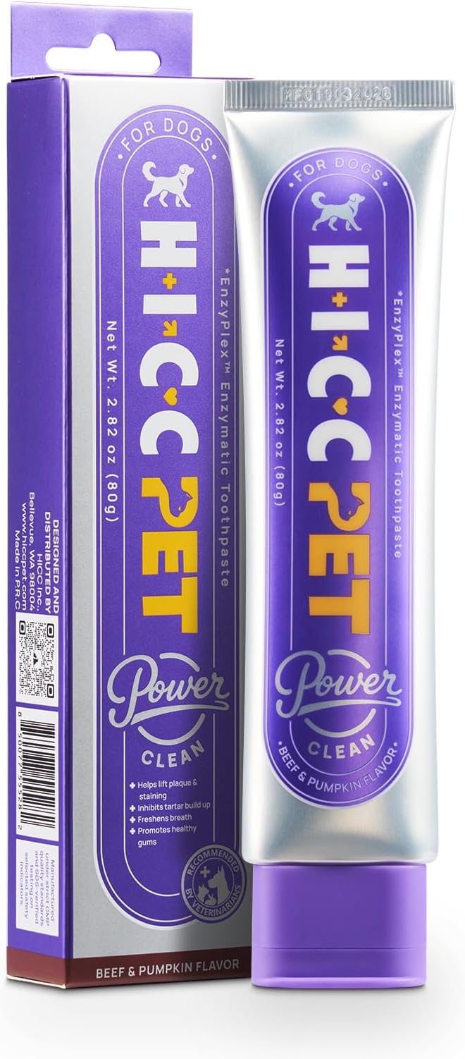 HICC PET 4-Enzymatic Dog Toothpaste - EnzyPlex™ Power Clean Toothpaste for Plaque & Tartar Control - Professional Canine Dental Care for Fresh Breath & Healthy Gums - Beef & Pumpkin Flavor, 2.82 oz