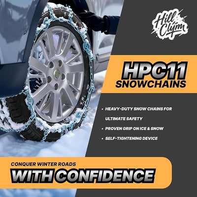 Snow Chains for Pickup Trucks, SUVs, Light Trucks, Heavy Duty Quick Fit & Easy Installation, Reusable Emergency CAM Tightener Tire Traction Chain, Set of 2 (HPC1142)