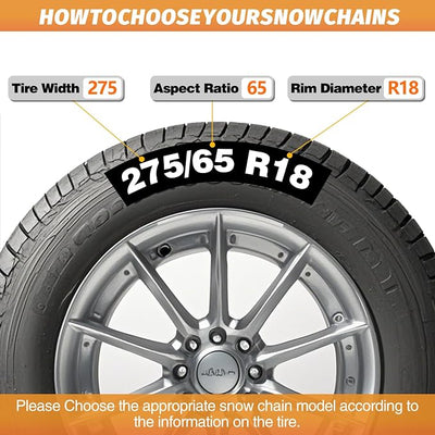 DEDC Auto Lock Snow Tire Chains,50s Quick Easy,Enhanced Manganese Steel Alloy,Endurance Life 650 Mi for Car SUV and Pickup Truck 245 255 265 275 295 315 Set of 2 (LS1619)