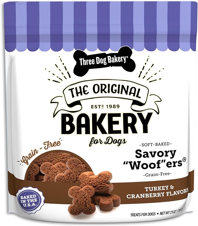 Soft Baked Grain Free Meaty Woofers, Turkey and Cranberry Flavor, Premium Treats for Dogs, Brown, 25 oz