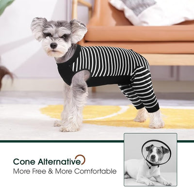 Kuoser Dog Recovery Suit with Anti Licking Rear Leg Sleeve, Black M | Abdominal Dog Surgical Suit with Pants Cover Protect Wounds, Dogs Elbow Protector Soft Pet Surgery Onesie Cone Alternative