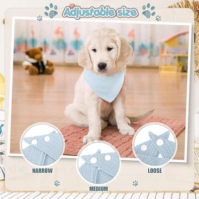10 Pcs Muslin Cotton Triangle Dog Bandanas Reversible Pet Bibs Scarf Dog Scarves with Two Snaps Apparel Accessories Kerchief for Small to Medium Puppy Cat(Warm & Neutral Color)