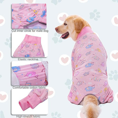Dog Recovery Suit After Surgery Female Male, Medium Large Dog Neuter Shirt Cone Alternatives Prevent Licking Surgical Onesies (Elephant, 7XL)