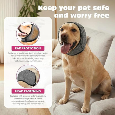 2PCS No Flap Ear Wraps for Dogs, Dog Ear Muffs Noise Protection, Adjustable Calming Dog Ear Protection, Soft Breathable for Grooming, Thunder, Fireworks & Travel (Grey, M)