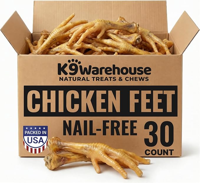 K9warehouse Chicken Feet Dog Treats - 30 Count - Natural Dehydrated Chicken Feet for Dogs - Nutrient-Rich Dog Chicken Feet - Tasty Chicken Foot Chews for Canines - Ideal for Training & Dental Health