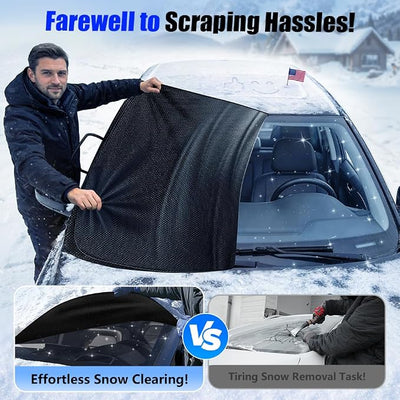 Windshield Cover for Ice and Snow, Windshield Snow Cover, Performance Brake Kits with Side Mirrors Cover, Fits Most Cars, Trucks, Vans, SUVs and More 87 x 56 inches, Black